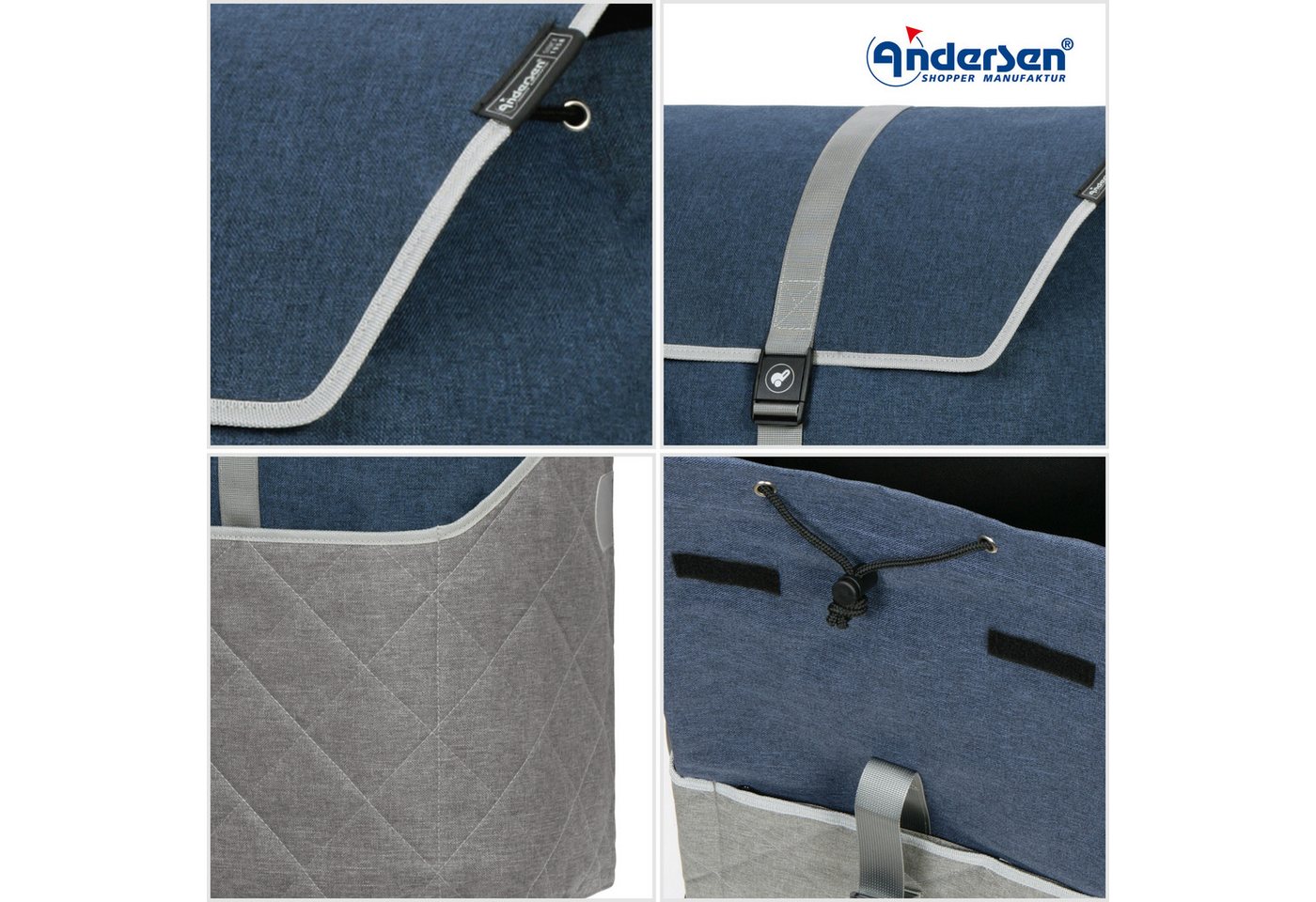 Andersen Einkaufstrolley Royal Shopper Plus Lasse blau, klappbare Ladefläche, belastbar bis 50kg, wasserabweisend Bild 5