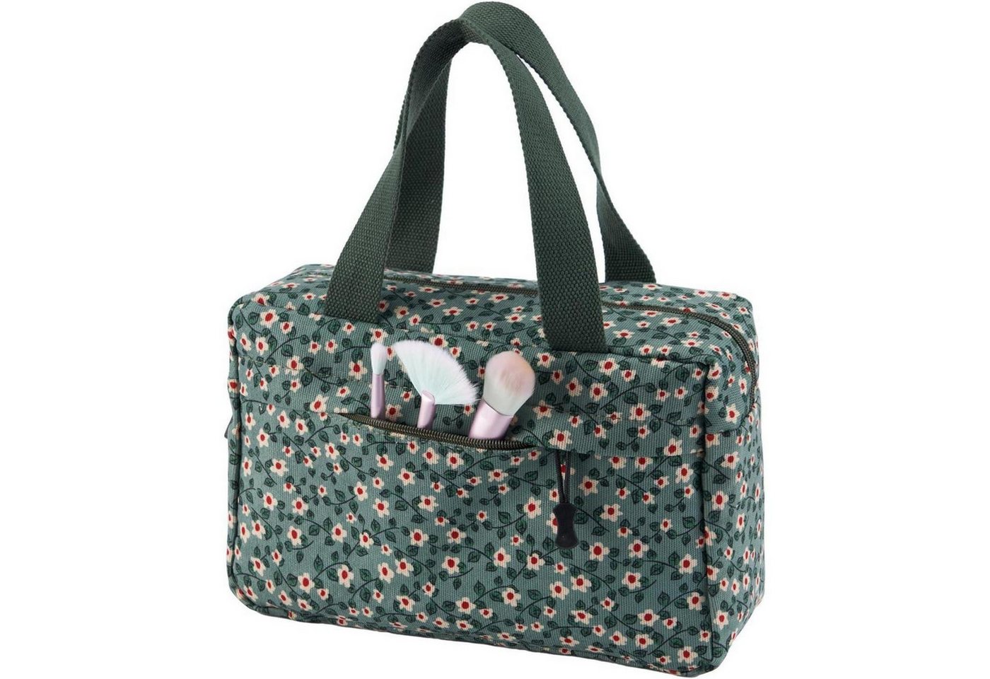 LuxusKollektion Kosmetiktasche Kosmetiktasche Kulturtasche Cord Damen Reise Grün-a