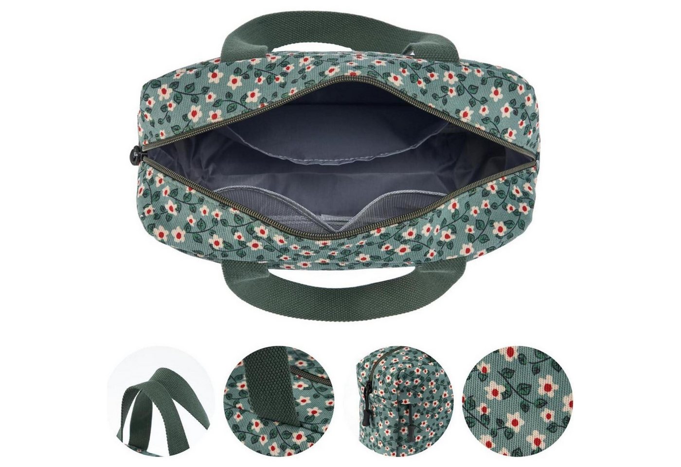 LuxusKollektion Kosmetiktasche Kosmetiktasche Kulturtasche Cord Damen Reise Grün-a Bild 4