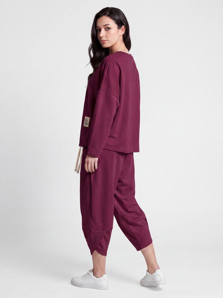 PEKIVESSA Jogginganzug Oversized Jersey-Sweatanzug Set mit 7/8-Hose (2-tlg), weicher Jersey Sweatshirt & Sweatpants 2-tlg. Bild 2
