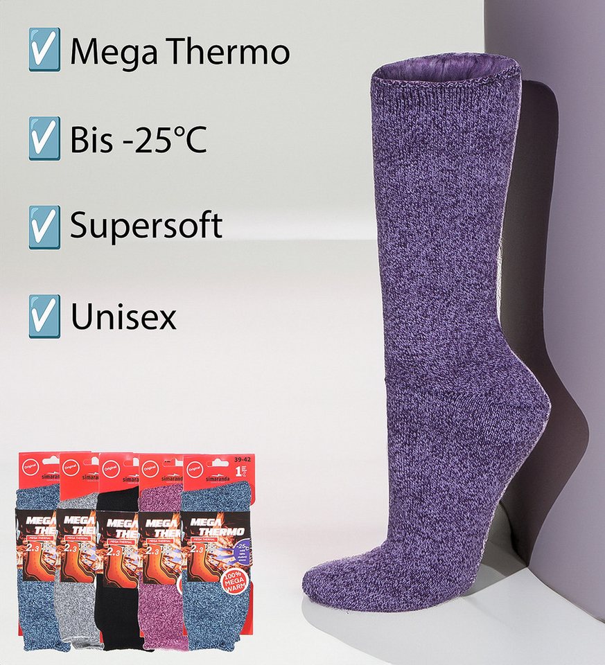 simaranda Thermosocken Herren Thermo Socken 8121 43-46 Hellgrau 2 paar (2-Paar)