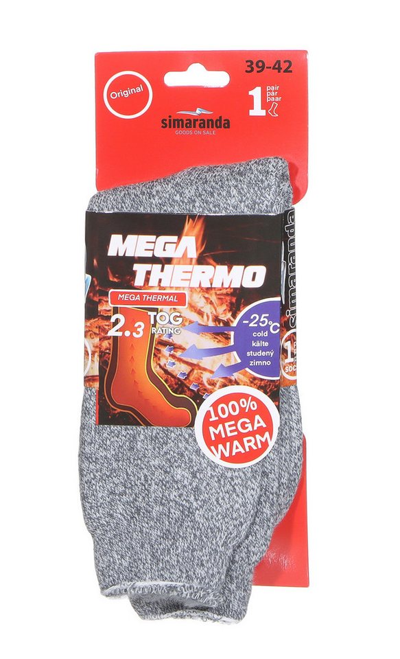 simaranda Thermosocken Herren Thermo Socken 8121 43-46 Hellgrau 2 paar (2-Paar) Bild 3