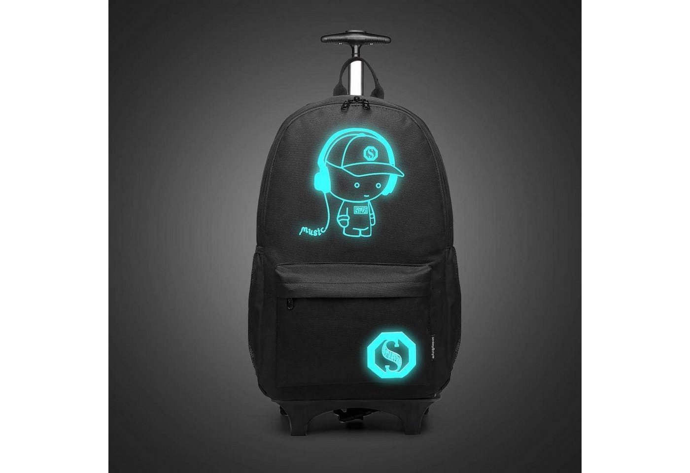 LuxusKollektion Kinderrucksack Kinderrucksack Trolley Rädern Schulrucksack Jungen Schwarz Koffer