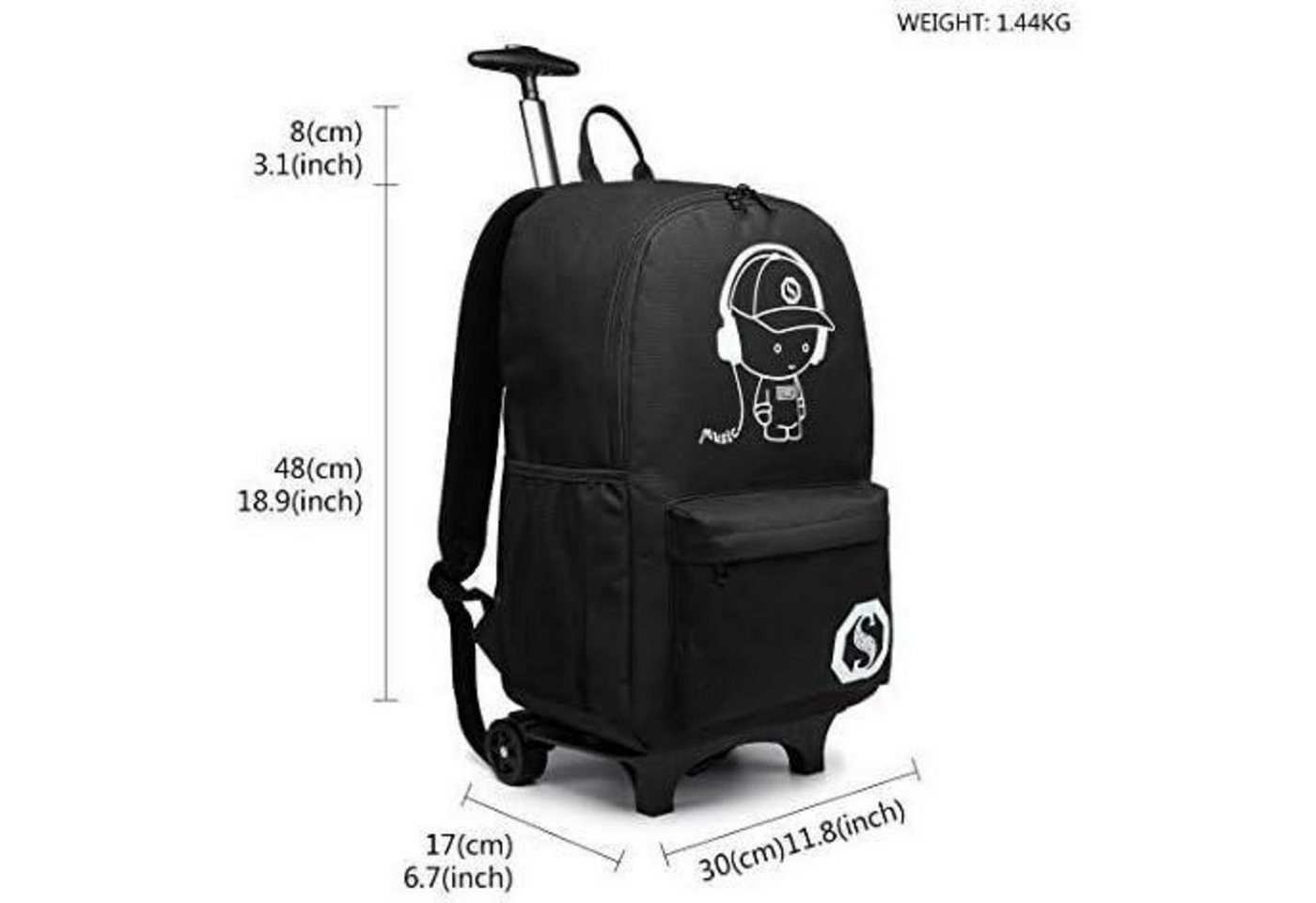 LuxusKollektion Kinderrucksack Kinderrucksack Trolley Rädern Schulrucksack Jungen Schwarz Koffer Bild 4