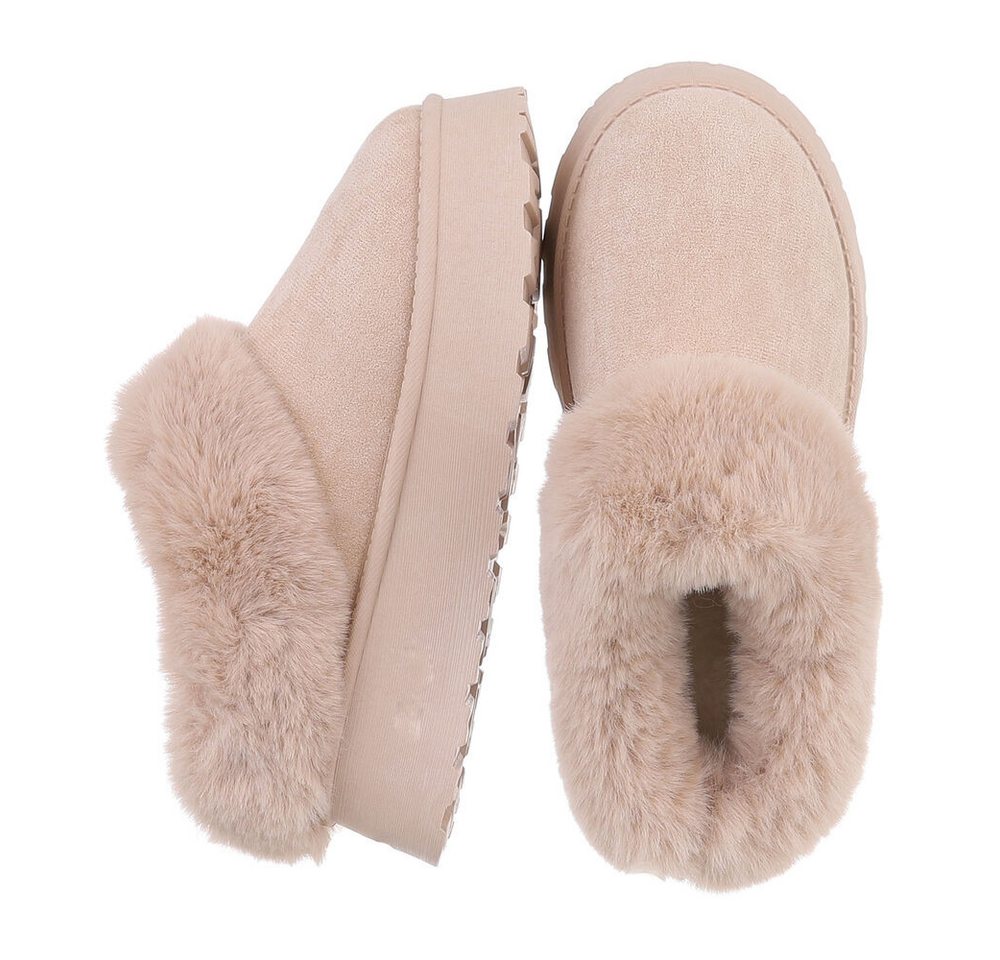 Ital-Design Damen Snowboots Freizeit Snowboots (87531863) Flach Stiefeletten in Beige Bild 4