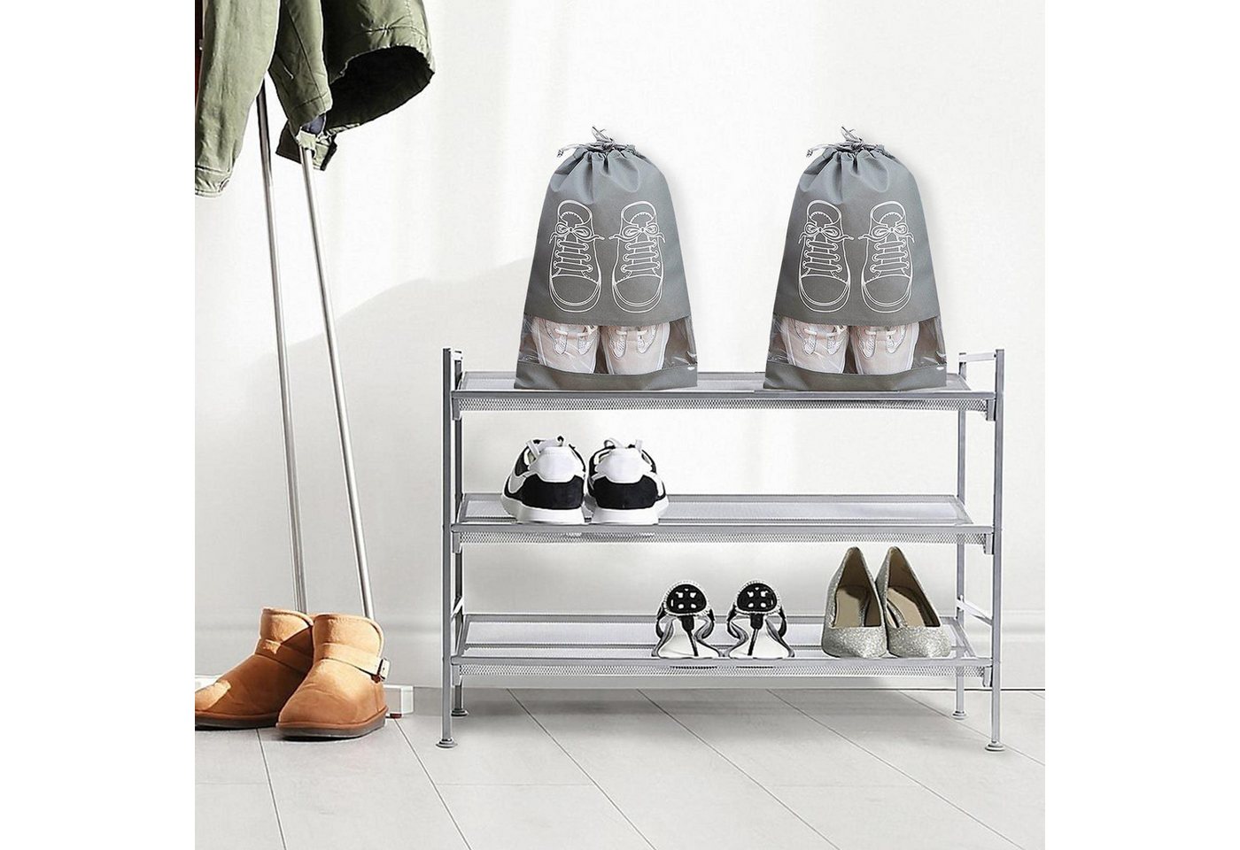 FOUORTUNATE-BEE Kofferorganizer 5 Schuhbeutel mit Kordelzug groß Reise Schuhaufbewahrung Set (5-tlg), Für Sneaker Reisen Sport Tanz Fitness und Gepäckorganisation Bild 4