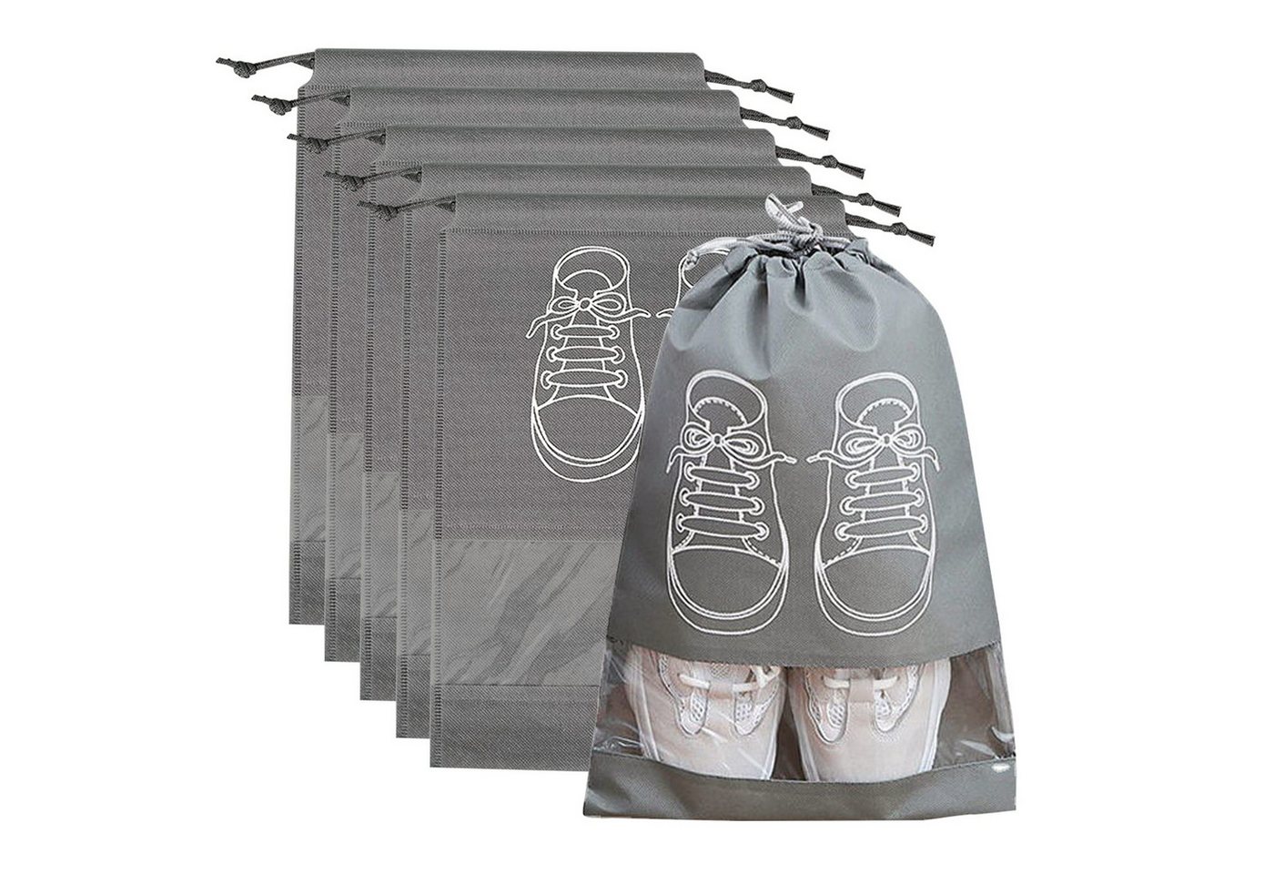 FOUORTUNATE-BEE Kofferorganizer 5 Schuhbeutel mit Kordelzug groß Reise Schuhaufbewahrung Set (5-tlg), Für Sneaker Reisen Sport Tanz Fitness und Gepäckorganisation Bild 5