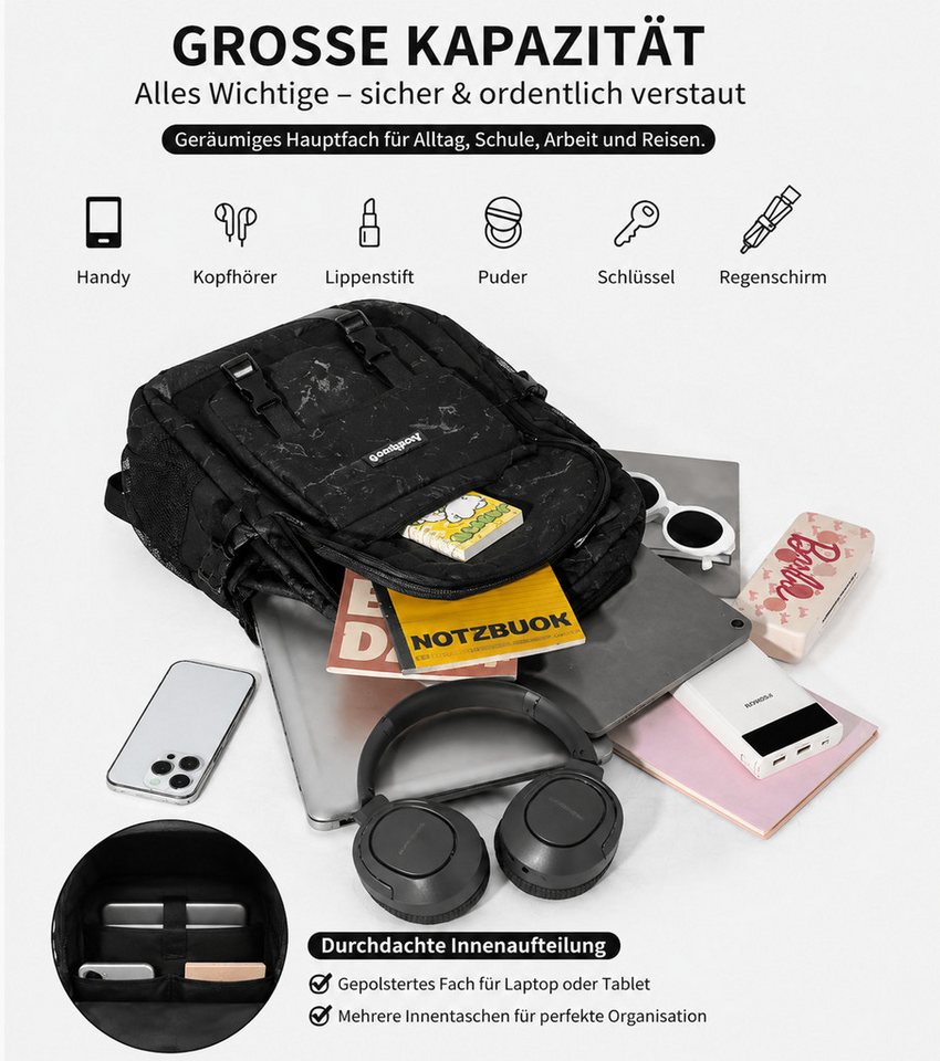Fyrove Schulrucksack Rucksack Set 3-teilig mit Umhängetasche und Mäppchen (mit geräumigem Schulrucksack, passender Umhängetasche und Mäppchen), ideal für Schule, Studium, Freizeit und Reisen Bild 2