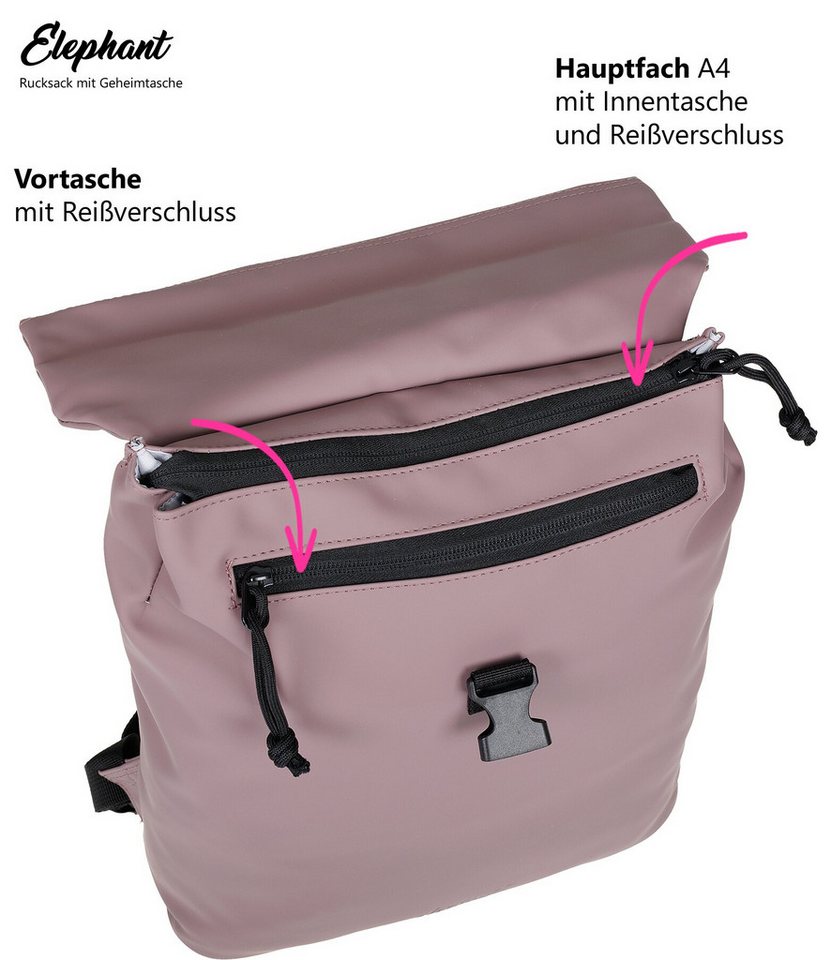 ELEPHANT Cityrucksack Lykka 12813 Damenrucksack wasserabweisend aus Plane, Rucksack Damen Handtasche iPad Tasche Geheimfach + Schlüsselbörse Bild 2
