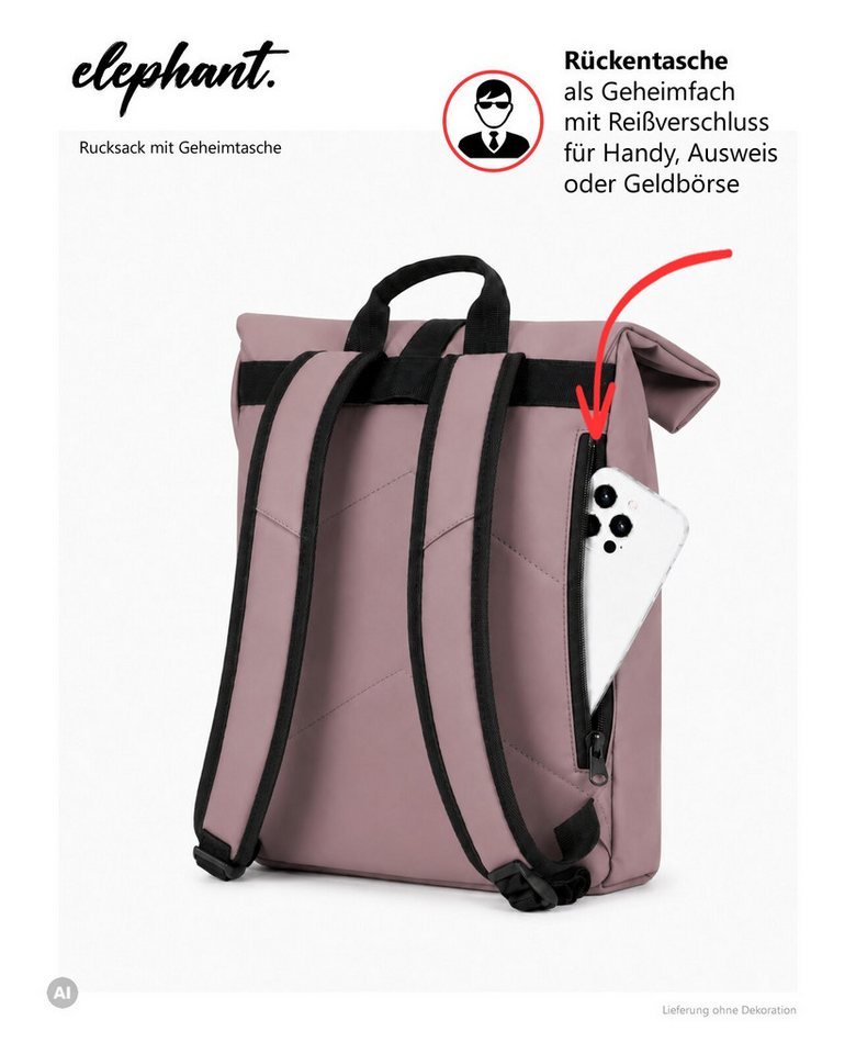 ELEPHANT Cityrucksack Lykka 12813 Damenrucksack wasserabweisend aus Plane, Rucksack Damen Handtasche iPad Tasche Geheimfach + Schlüsselbörse Bild 3