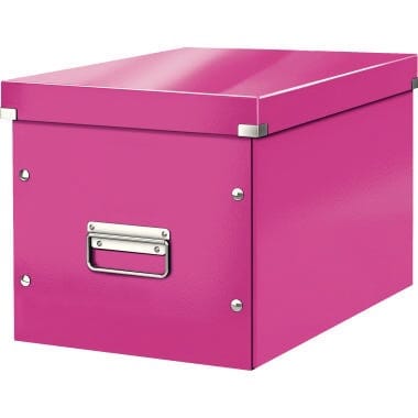 Archivbox Click & Store wow Cube l 32 x 31 x 36 cm (b x h x t) din A4 ohne Archivdruck Graukarton Polypropylenfolie laminiert pink