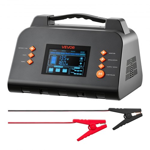 VEVOR Smart-Batterieladegerät 30 A 6/12/24 V für LiFePO4 Bleiakku Ladegerät für Pkw, Wohnmobile, Lkw und Boote, mit 7-Stufen-Laden, Pulsdesulfatierung, LCD-Anzeige & Überspannungs- und Verpolungsschutz