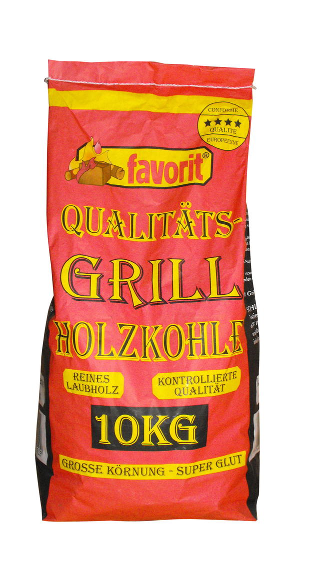 Favorit - Grill Holzkohle 10 kg Sack, grosse Körnung, brennt schnell an
