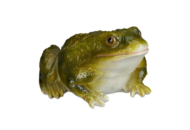 Gartenfigur Frosch, wetterfest, für Balkon, Terrasse, am Teich, Kunststein, sitzende Dekofigur Frosch, grün - Relaxdays