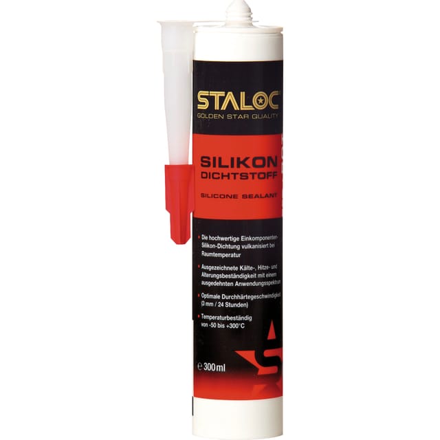 Staloc - Hochtemperatur-Silikon-Dichtstoff rot Qualitäts-Silikon für den Heizungs- und Motorenbau 300 ml Kartusche