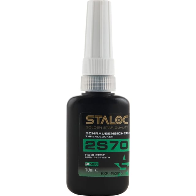 Staloc - 2S70 Schraubensicherung hochfest grün - ideal für Verbindungen die nicht gelöst werden sollen, bis M20, 10ml