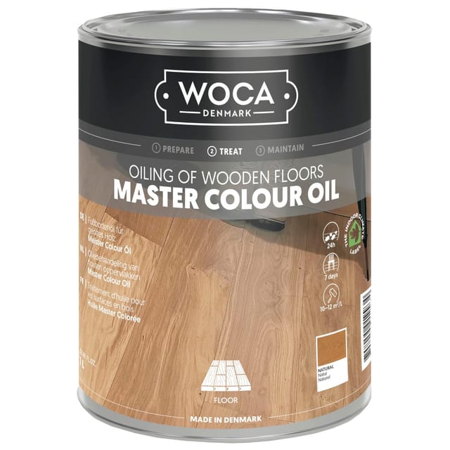 Meister Colour Öl - 2in1 Farbe und Schutz zur Holzbodenpflege, weiß 1 Liter - Woca