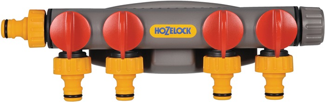 Hozelock - 2150R0000 4-Wege-Verteiler 12 - 15 mm (1/2') ø mit Regulierventil