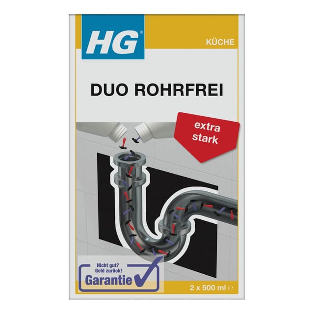 HG - Duo Rohrfrei extra Stark 2 x 500 ml Abflussfrei Rohrreiniger 2-Komponenten