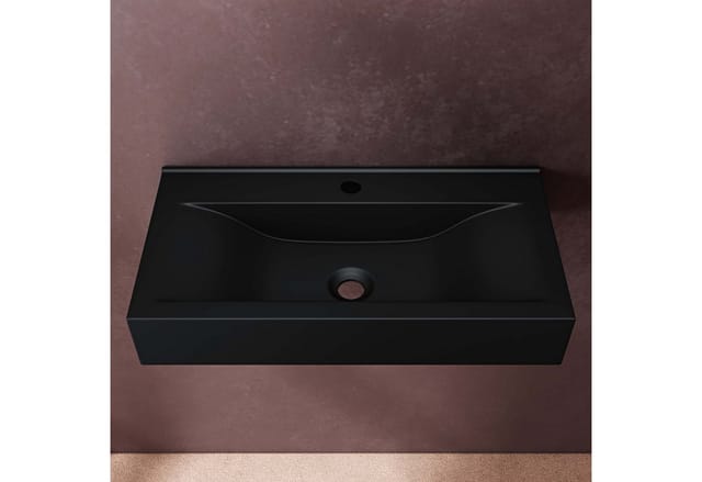 Doporro - bth: 60x31x11 cm Hängewaschbecken Brüssel118g, aus Keramik in schwarz, Waschbecken inkl. Nano-Versiegelung/Abperl-Effekt - Matt Schwarz