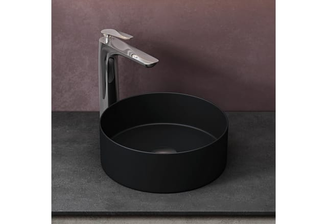 Doporro - Aufsatzwaschbecken Keramik Waschbecken Rund Waschschlae 31x31x11 cm Gäste-WC matt schwarz Handwaschbecken Waschtisch Brüssel203 - Matt