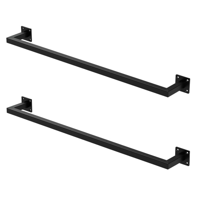 Ml-design - 2er Set Kleiderstange Rechteck für die Wand, T12cm x B90cm, Schwarz, aus Stahl, Garderobenstange U-Form, Kleiderständer Wandmontage,