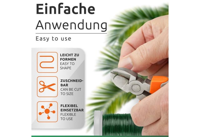 3x Myrtendraht geglüht aus Eisen in der Farbe Grün Blumendraht 100m
