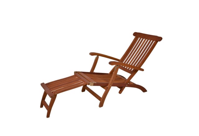 Eukalyptus Deckchair mehrfach verstellbar - 163 x 56 cm - Holz Gartenliege mit Fußteil klappbar - Relax Liegestuhl Sonnenliege Holzliege mit Fußstütze