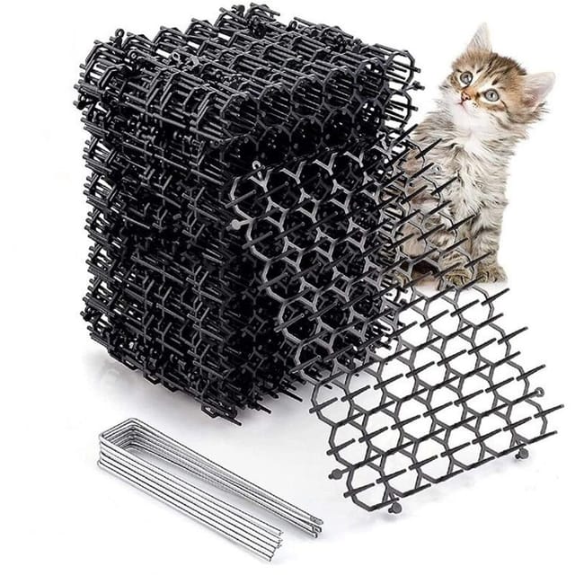 Ahlsen 12er-Pack Katzenabwehrmatten mit Spikes, 15,5 x 20 cm, Anti-Graben, Rasen- und Gartenschutz