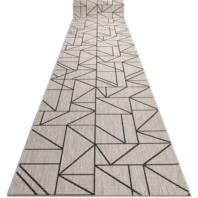 Läufer sizal floorlux Modell 20605 dreiecke, geometrisch silber / schwarz 120 cm beige 120x110 cm