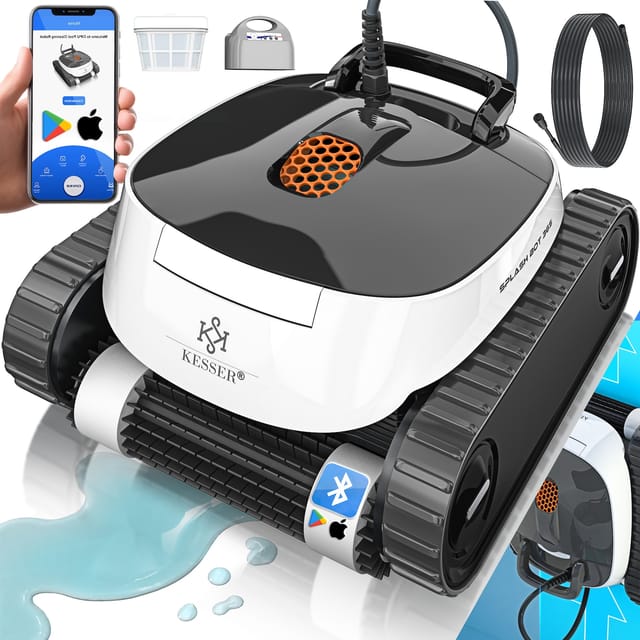 Poolroboter für Boden und Wand, Poolsauger bis 100m² Pools & eine leistungsstarke Reinigung, Poolreiniger vollautomatisch mit App-Funktion - Kesser