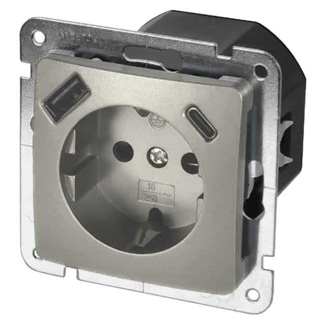 Unitec Steckdose mit USB A & C Monaco platin Elektrische Steckdosen & Buchsen