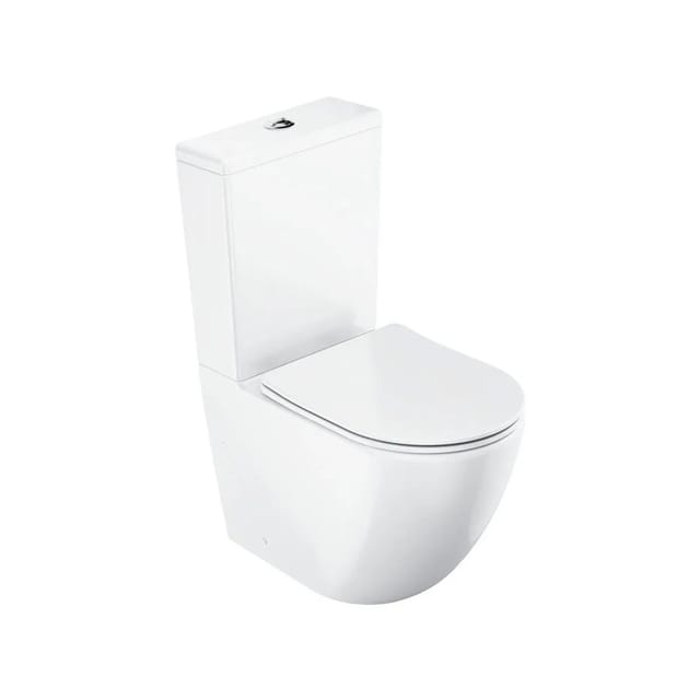 WC-Kombi mit SoftClose-Sitz, Vario-Abgang, Wasseranschluss unten, RimOff, weiß X01870 - Ravak