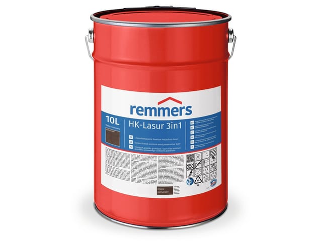 HK-Lasur 3in1 palisander, 10 Liter, Holzlasur aussen, 3facher Holzschutz mit Imprägnierung + Grundierung + Lasur, Feuchtigkeit- und UV-Schutz