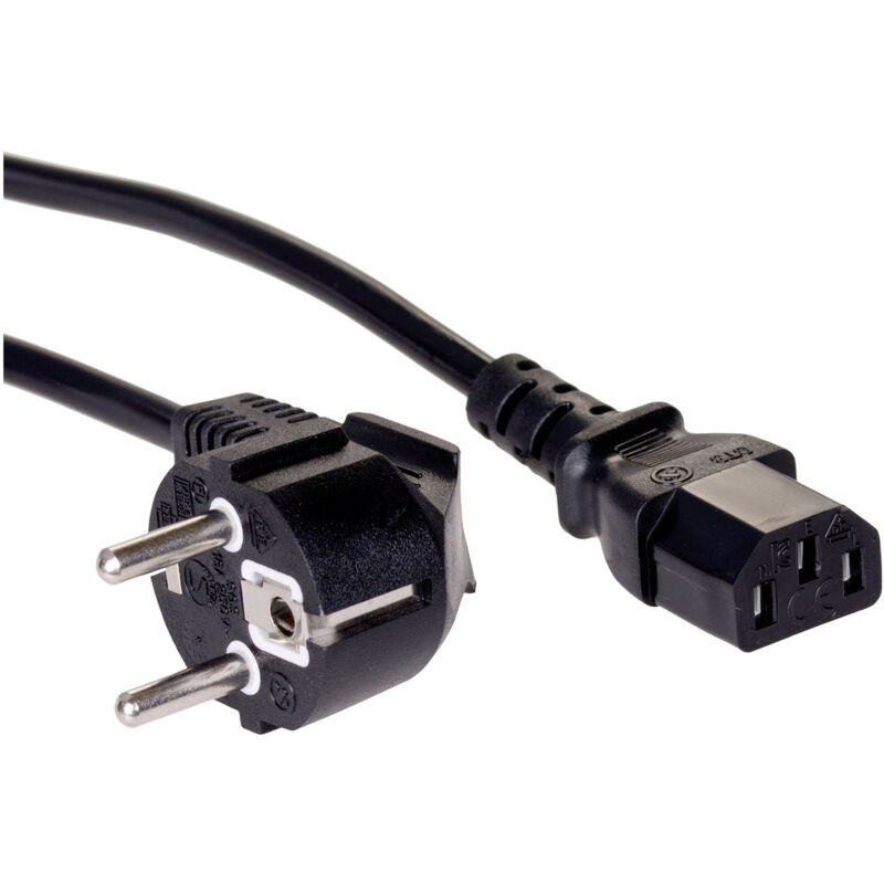 Strom Anschlusskabel [1x Schutzkontakt-Stecker - 1x Kaltgeräte-Buchse C13] 5 m Schwarz - Akyga