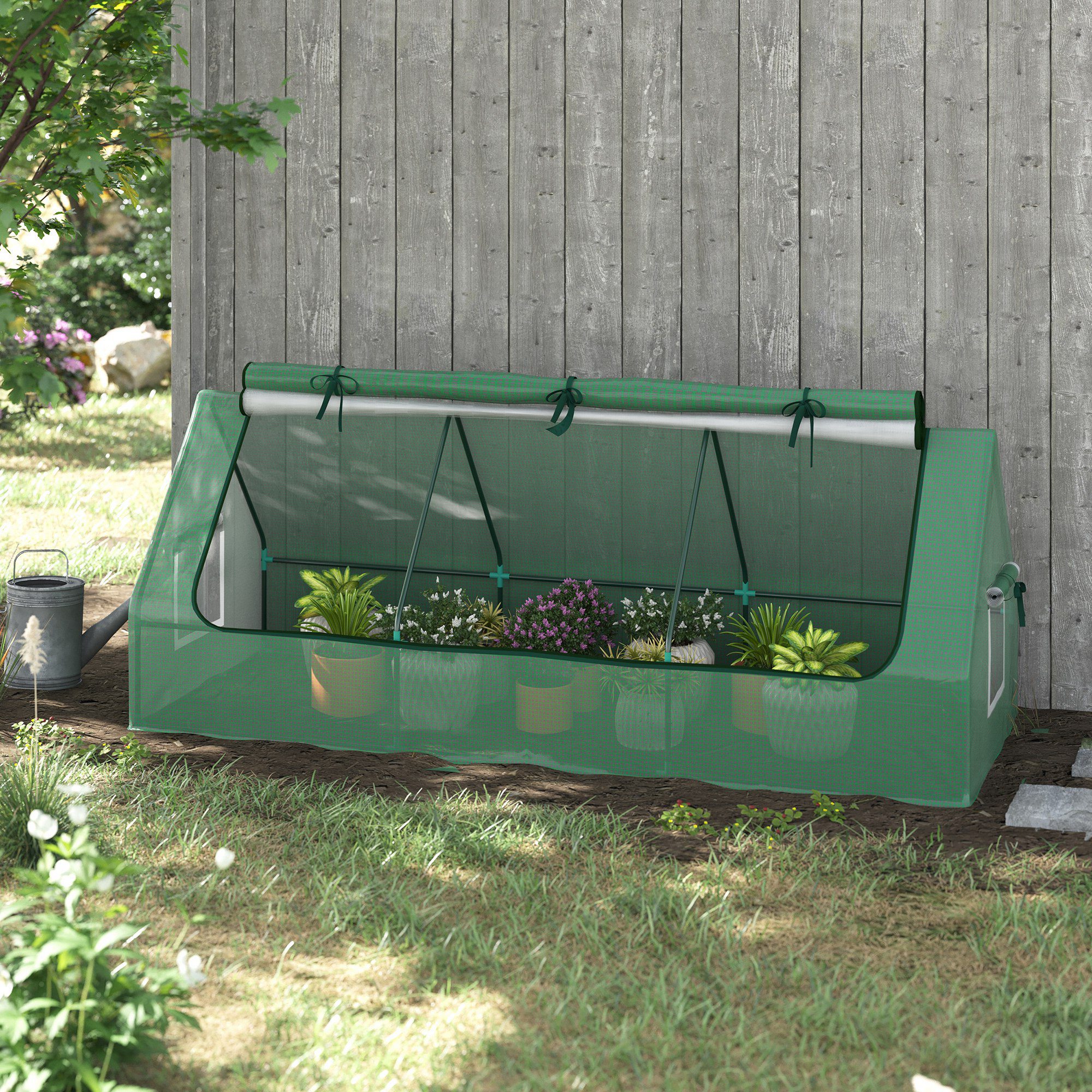 Mini-gewächshaus Für Die Terrasse, 240 X 90 X 90 Cm, Mit Netzfenstern Für Den Anbau Von Gemüse Und Blumen (grün)