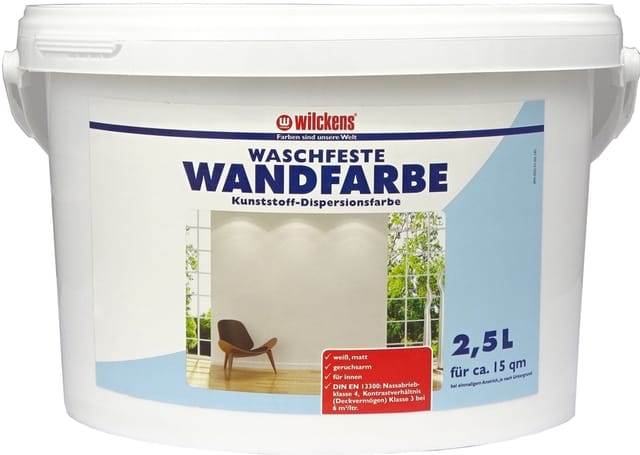 Wilckens Waschfeste Wandfarbe Weiß 2,5l 13191000080