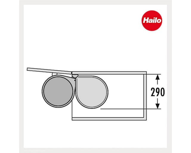 Format - Hailo Einbaumülleimer Mono - Abfalleimer 12 Liter mit Deckel, Metall/Kunststoff