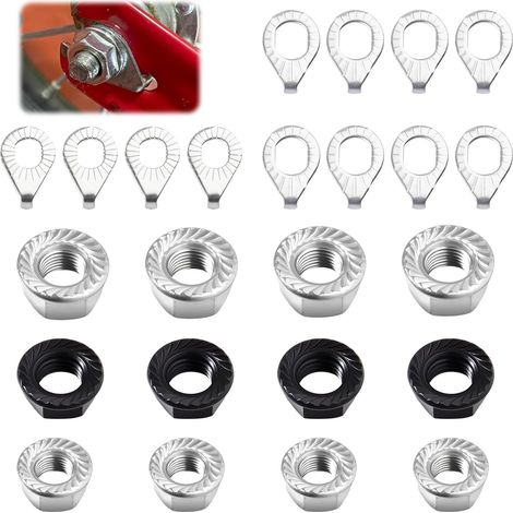 24-teiliges Fahrradfelgenmuttern-set, Bestehend Aus 12 Fahrradmuttern Und 12 Sicherheitsscheiben (m8, M9,5 Und M10) Für Vorder- Und Hinterräder Von Citybikes.