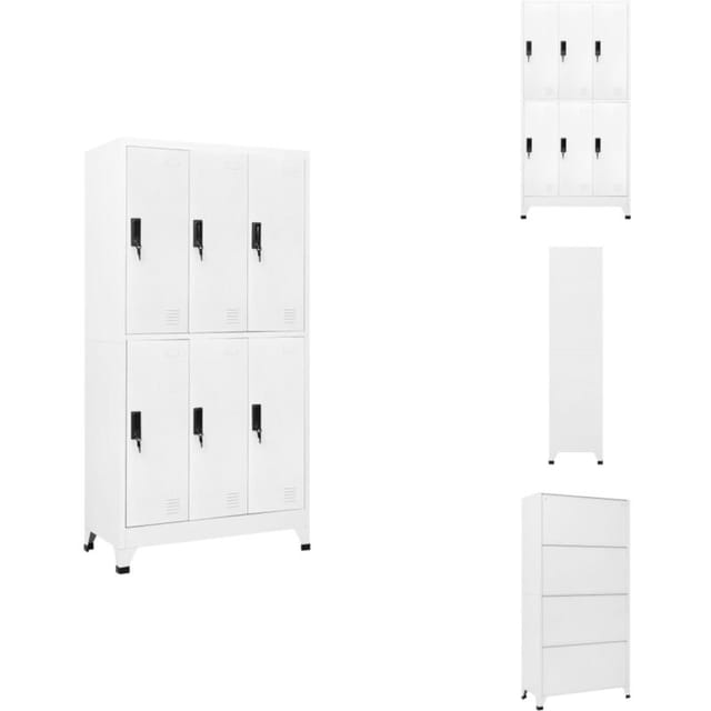 Schließfachschrank Weiß 90x45x180 cm Stahl - Schliessfachschrank - Garderobe - Bürobedarf - Metallregal - Lagerraum