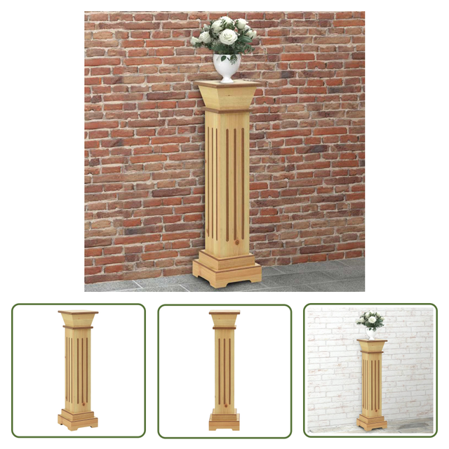 Klassischer Säulen-pflanzenständer Helles Holz 17x17x66 Cm - Pflanzenständer - Holzpflanze - Dekorationspflanzensäule - Blumentopfhalterung - Indoorpflanzenturm - The Living Store