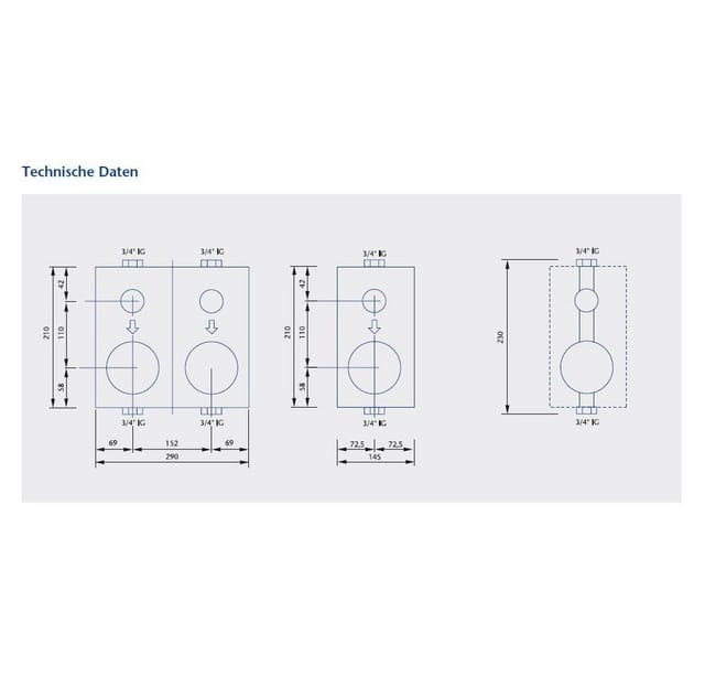 Wasser Gerate - Montageblock wg-tec 3000 Koaxial einzeln für Unterputz Wasserzähler