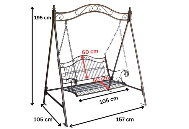 DanDiBo Hollywoodschaukel Metall Antik 2 Sitzer Gartenschaukel 082505 Schaukel Garten Schmiedeeisen