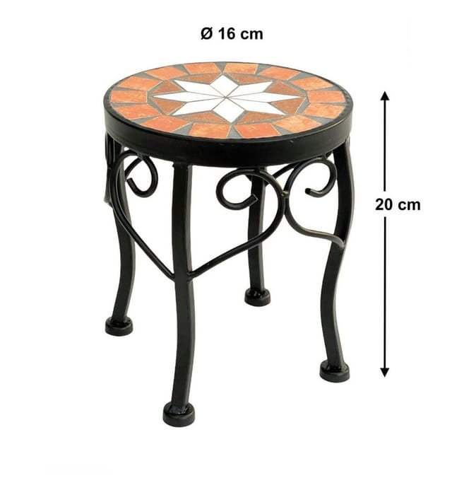 Dandibo - Blumenhocker Mosaik Rund 20 cm Blumenständer 12014 Beistelltisch Pflanzenständer Mosaiktisch Klein