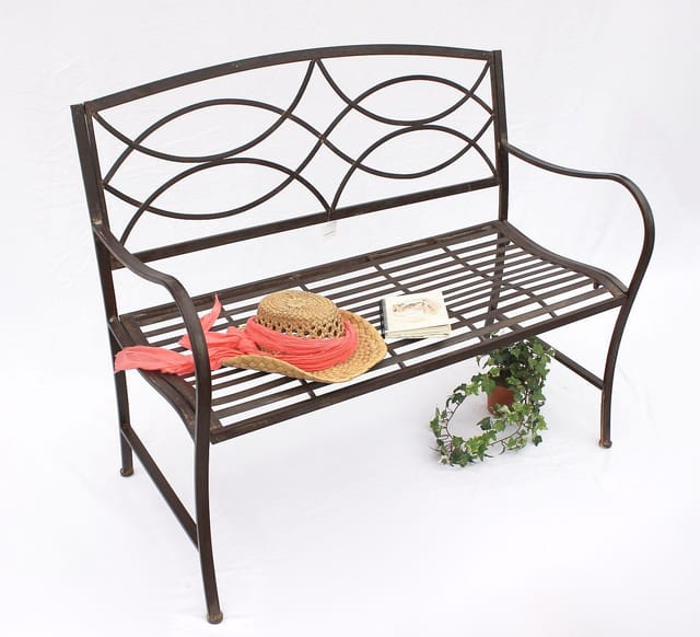 Dandibo - Gartenbank Metall Braun Wetterfest 109 cm Sitzbank 111185 2-Sitzer Bank Eisenbank Baumbank Parkbank