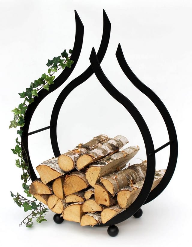 Dandibo - Kaminholzregal Flamme Kaminholzständer 78 cm Holzkorb Kaminholzhalter Holzregal