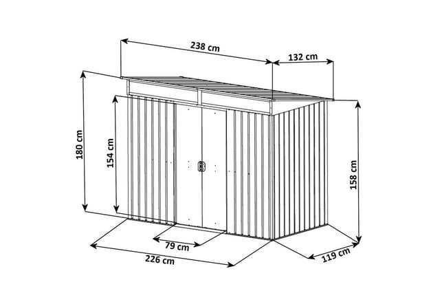 Geräteschuppen mit Schiebetür (b) 238 x (t) 132 x (h) 180 cm Anthrazit - Zelsius