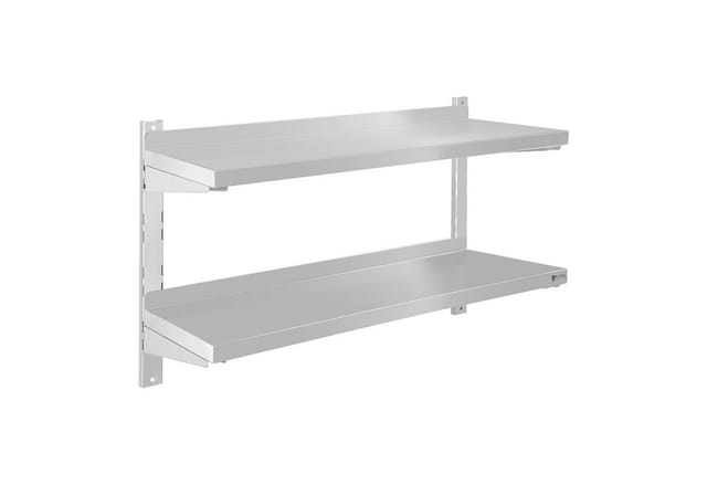 Royal Catering - Wandregal Gastro doppeltes Wandbord Konsole Edelstahl Regal Wandbord 80 cm
