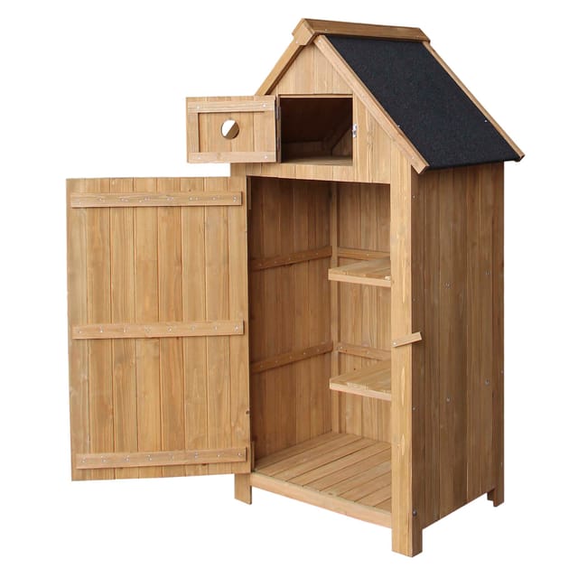 Gartenhaus schmal aus Fichtenholz mit Bitumendach 770x540x1370mm für Garten, Terrasse & Balkon Gerätehaus Geräteschuppen Holzhaus Werkzeugschrank