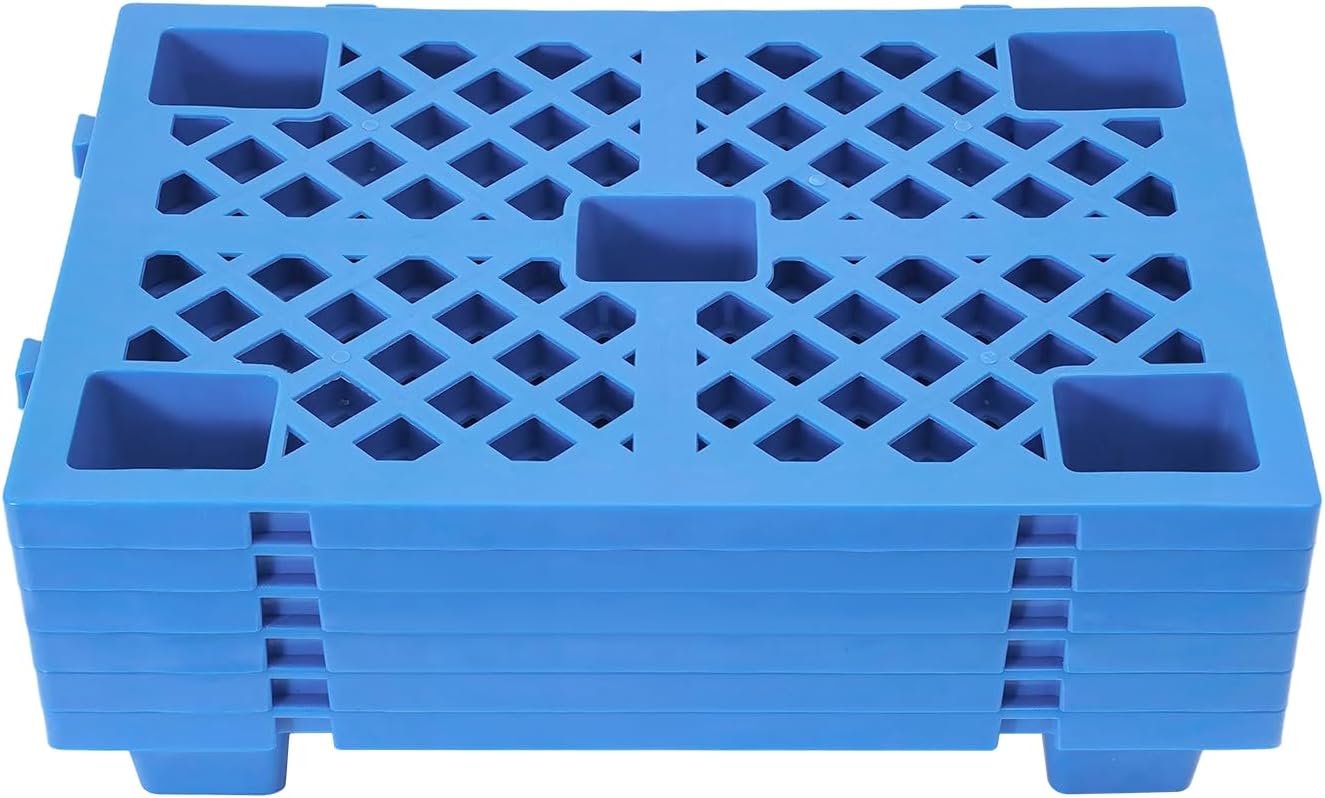 Set Aus 6 Kunststoffpaletten – Ineinandergreifende Lagerpaletten Für Lagerhallen, Fabriken, Logistikzentren Und Lagereinrichtungen (60 X 40 X 10 Cm)